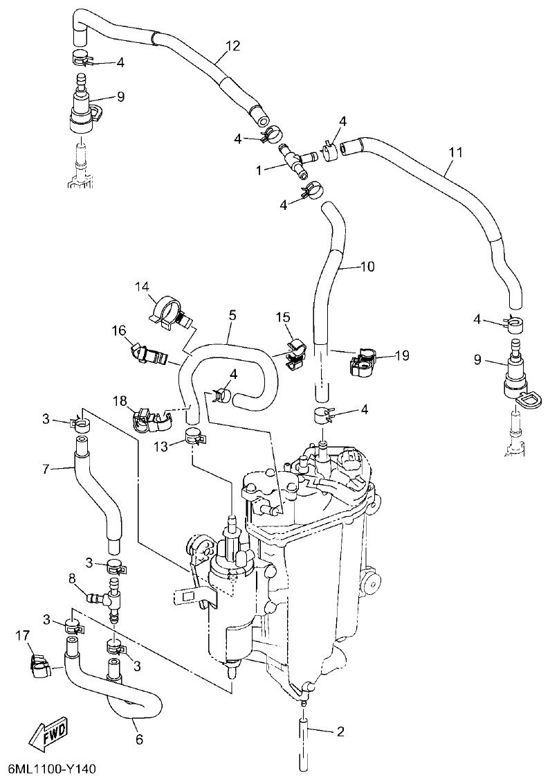 Yamaha F350BST, FL350BST FUEL INJECTION PUMP 2 parts diagram